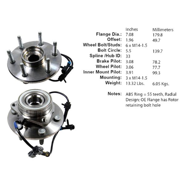 Centric® - C-Tek™ Front Driver Side Wheel Bearing and Hub Assembly