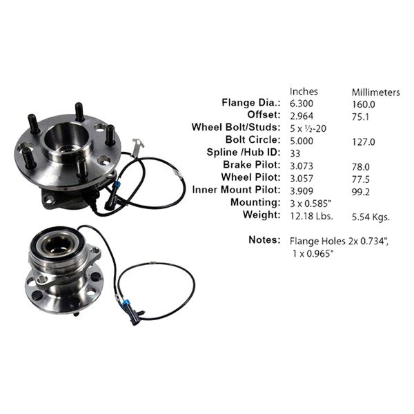 Centric® - C-Tek™ Front Driver Side Standard Driven Wheel Bearing and Hub Assembly