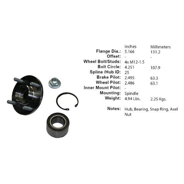 Centric® - Premium™ Front Axle Bearing and Hub Assembly Repair Kit