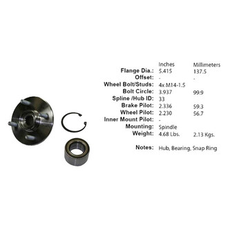 Centric® - C-Tek™ Front Driver or Passenger Side standard Wheel Hub Repair Kit