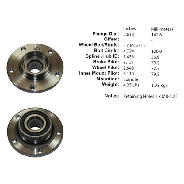 Centric® - C-Tek™ Front Driver Side Standard Non-Driven Wheel Bearing and Hub Assembly