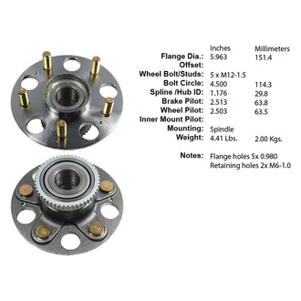 Centric® - Premium™ Rear Passenger Side Wheel Bearing and Hub Assembly