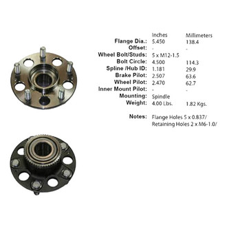 Centric® - C-Tek™ Rear Passenger Side Standard Non-Driven Wheel Bearing and Hub Assembly