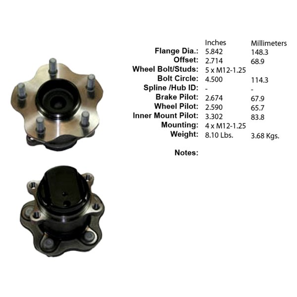Centric® - Premium™ Rear Non-Driven Wheel Bearing and Hub Assembly