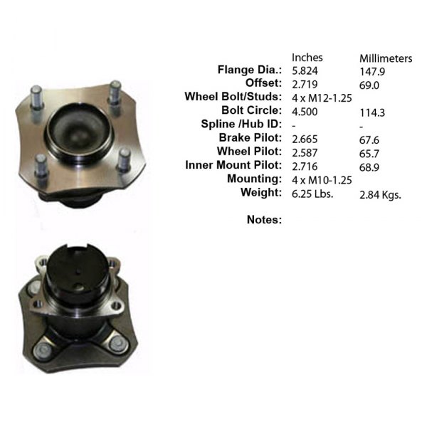 Centric® - Premium™ Rear Passenger Side Non-Driven Wheel Bearing and Hub Assembly