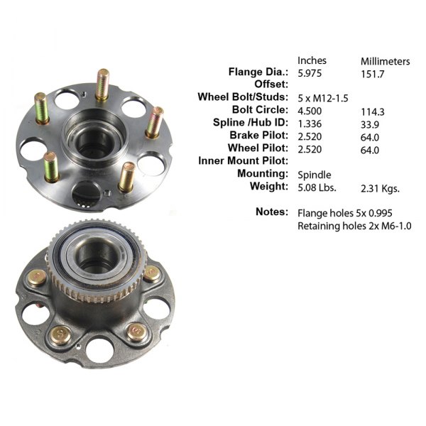 Centric® - Premium™ Rear Driver Side Non-Driven Wheel Bearing and Hub Assembly