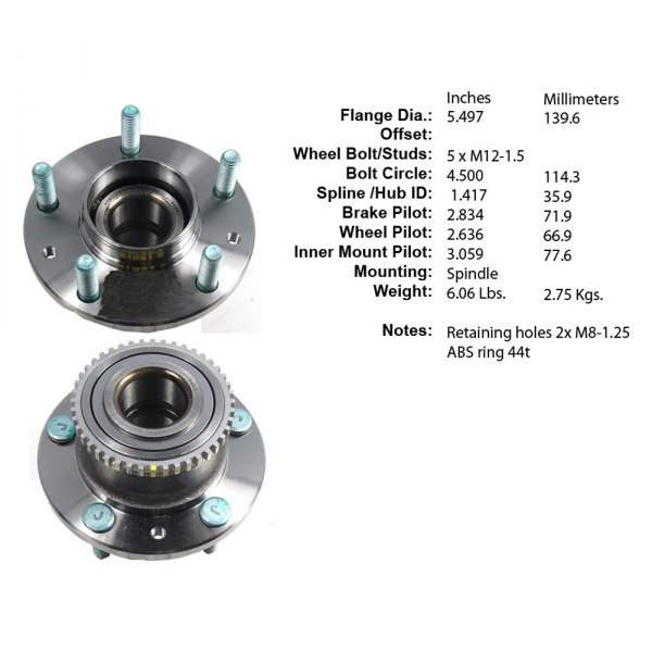 Centric® - Premium™ Rear Passenger Side Non-Driven Wheel Bearing and Hub Assembly