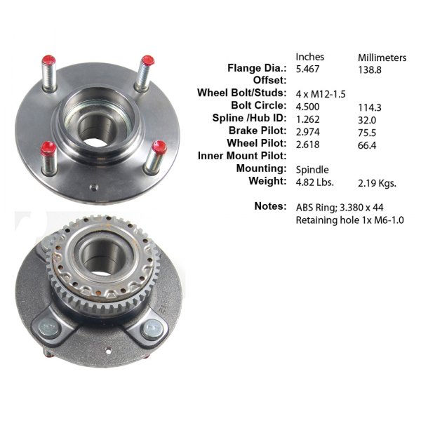 Centric® - Premium™ Rear Passenger Side Non-Driven Wheel Bearing and Hub Assembly