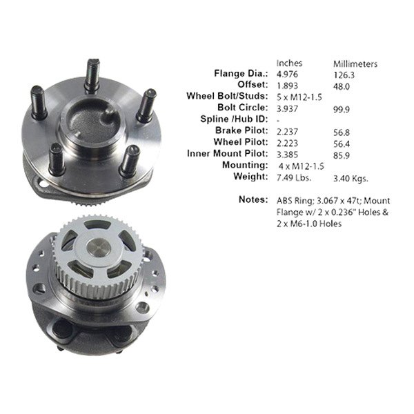 Centric® - C-Tek™ Rear Driver Side Standard Non-Driven Wheel Bearing and Hub Assembly