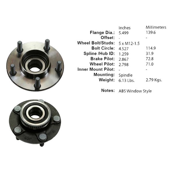 Centric® - C-Tek™ Rear Driver Side Standard Non-Driven Wheel Bearing and Hub Assembly