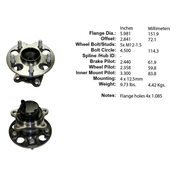 Centric® - Premium™ Rear Passenger Side Non-Driven Wheel Bearing and Hub Assembly