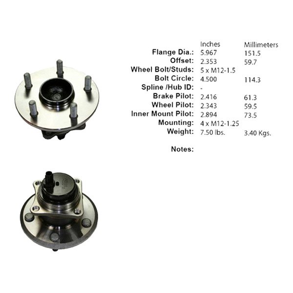 Centric® - Premium™ Rear Passenger Side Non-Driven Wheel Bearing and Hub Assembly