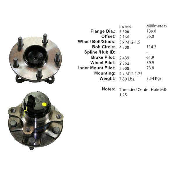 Centric® - Premium™ Front Passenger Side Non-Driven Wheel Bearing and Hub Assembly