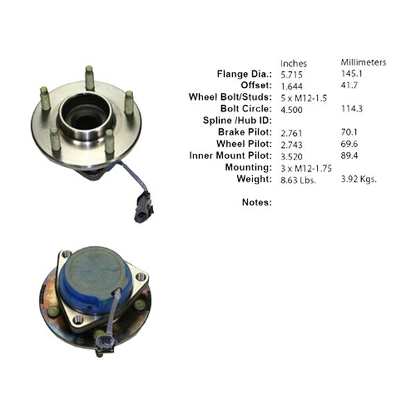 Centric® - C-Tek™ Front Driver Side Standard Non-Driven Wheel Bearing and Hub Assembly