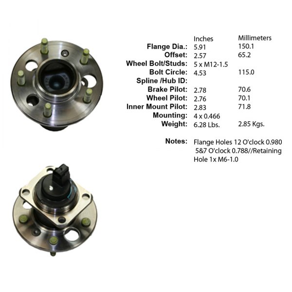 Centric® - Premium™ Rear Passenger Side Non-Driven Wheel Bearing and Hub Assembly