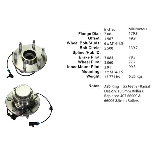 Centric® - Premium™ Front Passenger Side Wheel Bearing and Hub Assembly