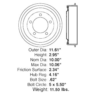 Centric® - C-Tek™ Standard Front Brake Drum