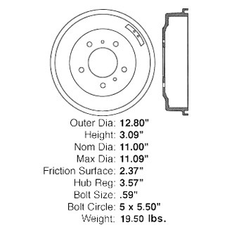Centric® - C-Tek™ Standard Front Brake Drum