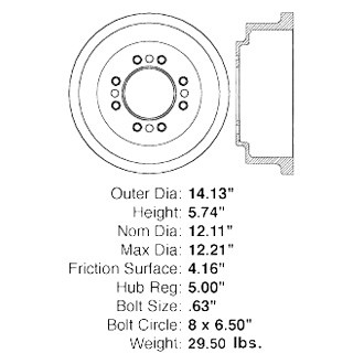 Centric® - C-Tek™ Standard Rear Brake Drum