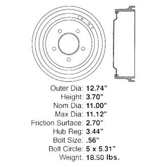 Centric® - C-Tek™ Standard Rear Brake Drum