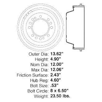 Centric® 123.66036 - C-Tek™ Standard Rear Brake Drum