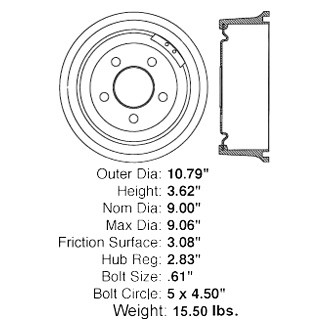 Centric® 123.67021 - C-Tek™ Standard Rear Brake Drum