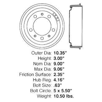 Centric® - C-Tek™ Standard Front Brake Drum