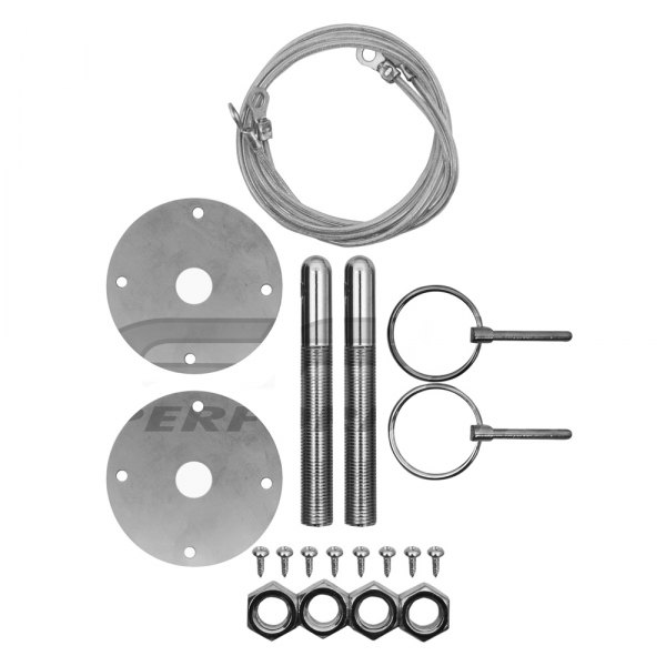 CFR Performance® - 3/16" Chrome Steel Flip Over Hood Pin Kit with Lanyards
