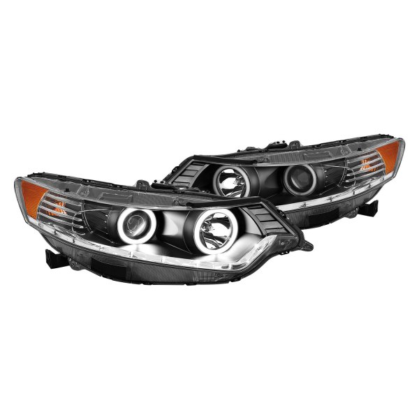 CG® - Black Halo Projector Headlights with LED DRL, Acura TSX