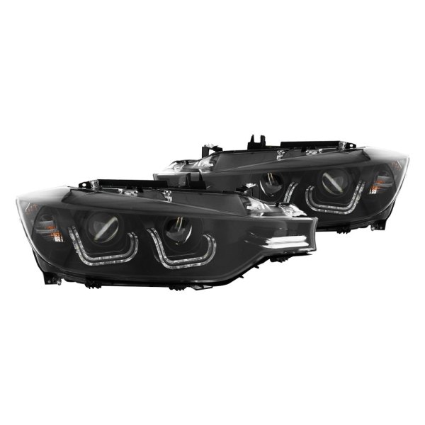 CG® - Black LED DRL Bar Projector Headlights, BMW 3-Series