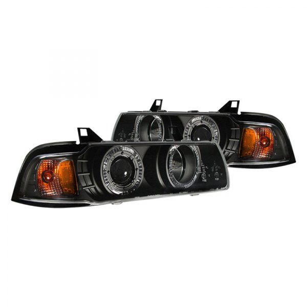 CG® - Black LED Halo Projector Headlights, BMW 3-Series