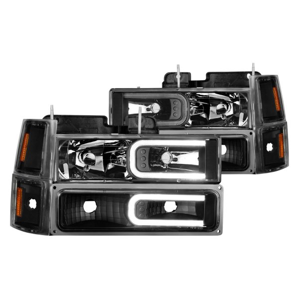 CG® - Black LED DRL Bar Headlights with Turn Signal/Parking and Corner Lights
