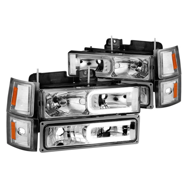 CG® - Chrome LED DRL Bar Headlights with Turn Signal/Parking and Corner Lights