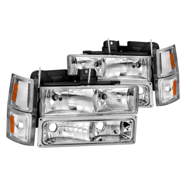 CG® - Chrome Euro Headlights with Turn Signal/Parking and Corner Lights