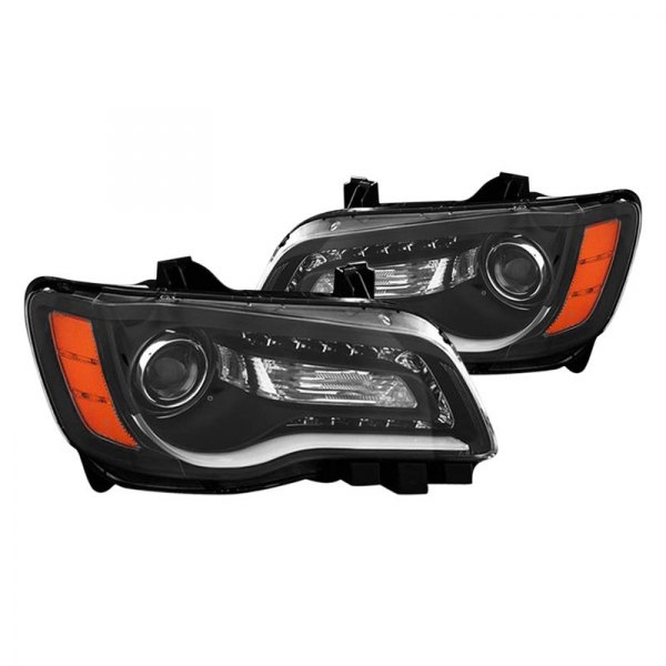 CG® - Black DRL Bar Projector Headlights with Parking LEDs, Chrysler 300