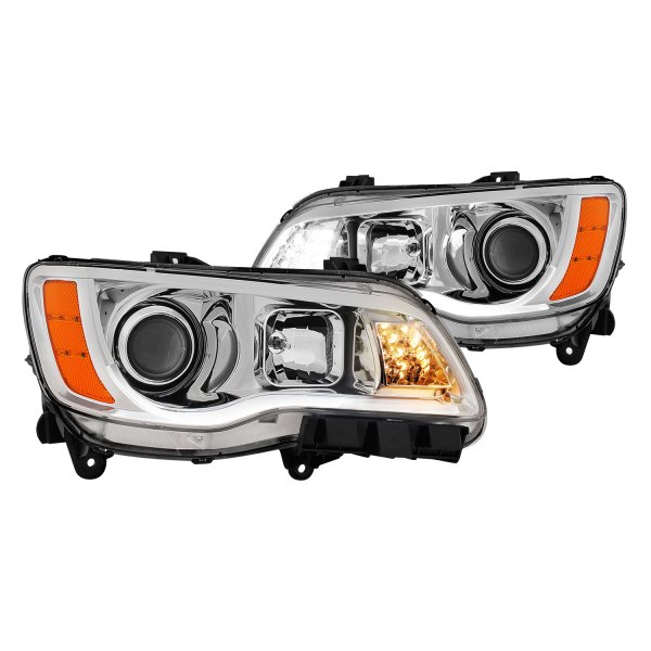 CG® - Chrome Light Tube Projector Headlights with Switchback LED DRL, Chrysler 300