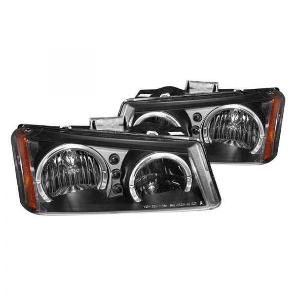 CG® - Black Dual Halo Euro Headlights with LED DRL, Chevy Silverado