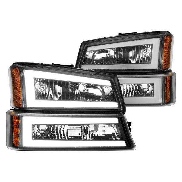 CG® - Black LED DRL Bar Headlights, Chevy Silverado