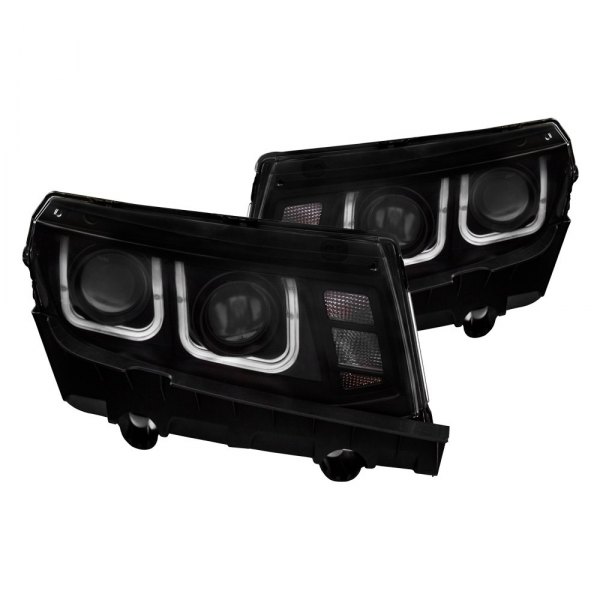 CG® - Black LED DRL Bar Projector Headlights, Chevy Camaro