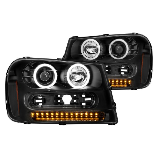 CG® - Black Halo Projector Headlights with LED Turn Signal, Chevy Trailblazer