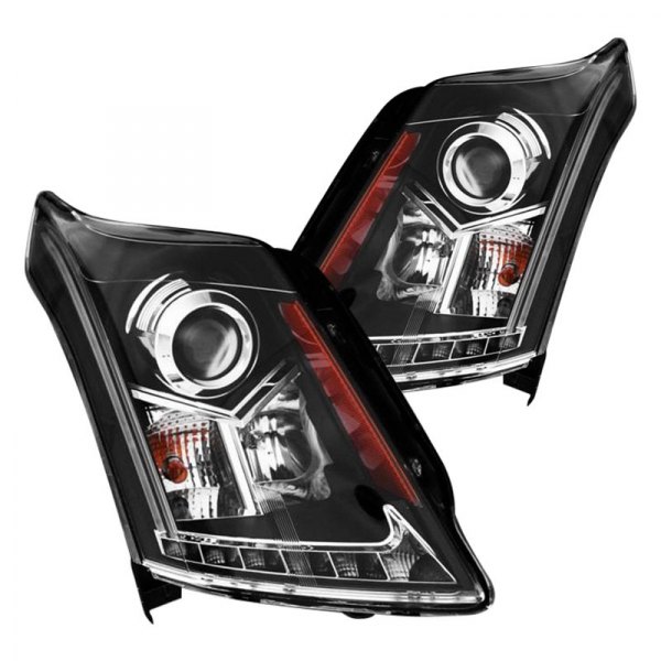 CG® - Black Projector Headlights with LED DRL, Cadillac SRX
