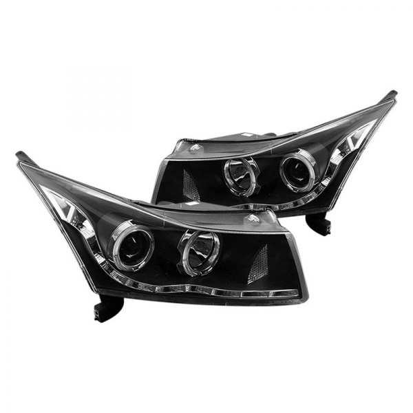 CG® - Black Halo Projector Headlights with LED DRL, Chevy Cruze