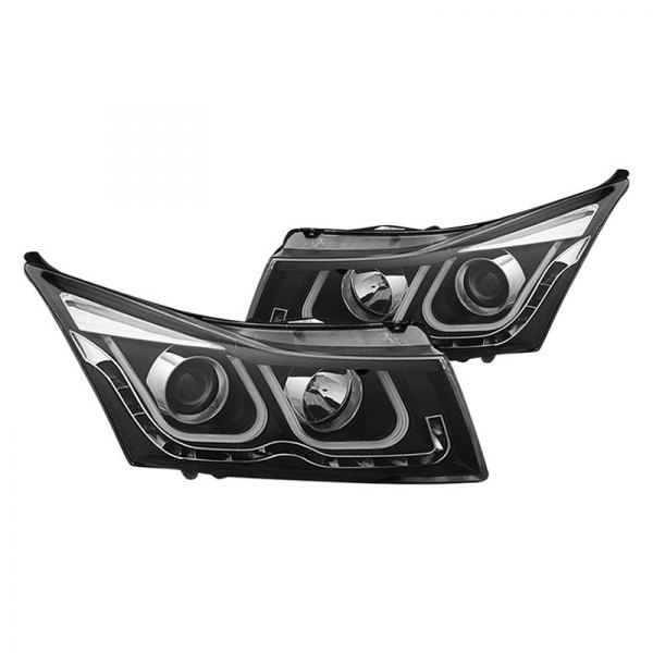 CG® - Black DRL Bar Projector Headlights with LED Turn Signal, Chevy Cruze