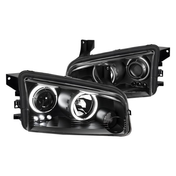 CG® - Black Halo Projector Headlights with Parking LEDs, Dodge Charger