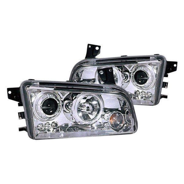 CG® - Chrome Halo Projector Headlights with LED DRL, Dodge Charger