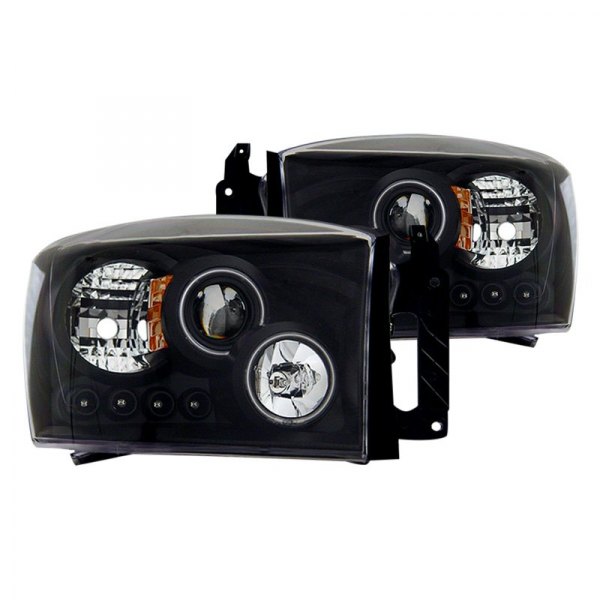 CG® - Black Halo Projector Headlights with Parking LEDs, Dodge Ram