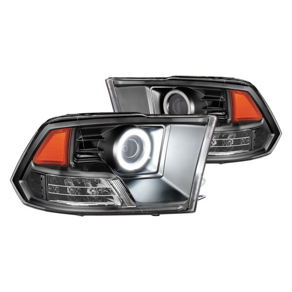 CG® - Black Halo Projector Headlights with LED Turn Signal, Dodge Ram