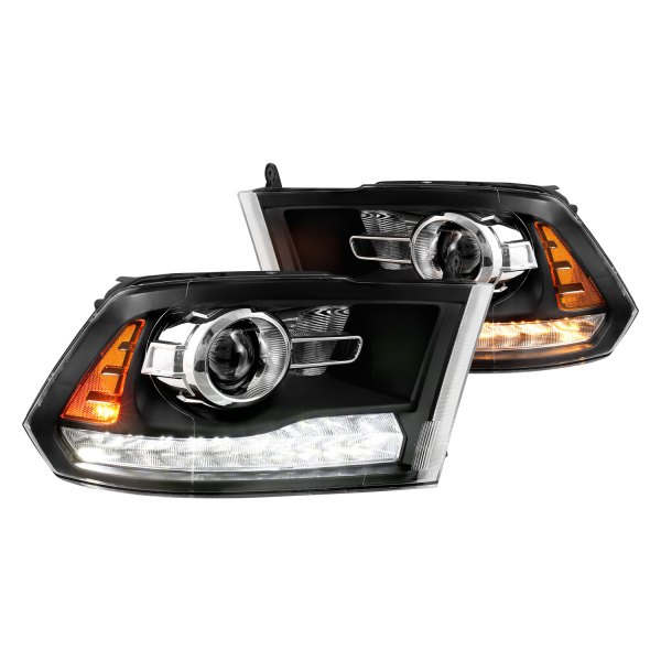CG® - Black Projector Headlights with Switchback LED DRL, Dodge Ram