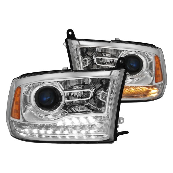 CG® - Chrome Projector Headlights with Switchback LED DRL, Dodge Ram