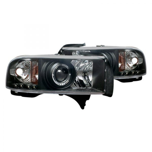 CG® - Black Halo Projector Headlights with Parking LEDs, Dodge Ram